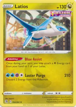 Latios 194/264 Rare Fusion Strike Pokemon TCG - Image 1