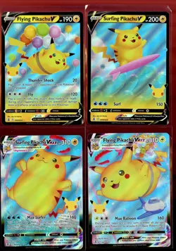 Flying Surfing Pikachu V VMAX Set NM Celebrations 006/025 - 009/025 Pokemon - Image 1