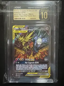 CGC 10 PRISTINE Pokemon Moltres & Zapdos & Articuno GX SM210 Hidden Fates Promo - Image 1