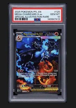 2025 POKEMON PFL EN-PHANTASMAL FLAMES #125 MEGA CHARIZARD X EX PSA 10 - Image 1