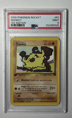 PSA 9 Mint 1st edition team rocket Mankey - pokemon TCG - Image 1
