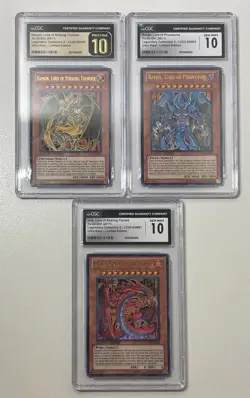 2011 YuGiOh Legendary Collection 2 Raviel, Hamon, Uria Lot CGC 10 Pristine Gem - Image 1