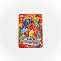 Charizard GX Stain Glass Pokemon Gold Metal Card Collectible Gift Display - Image 1