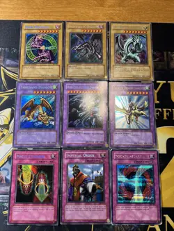 Vintage Yugioh Card Holo Collection 9 Cards #38 Secret Rares BPT LOB MRD RP01 - Image 1