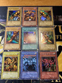 Vintage Yugioh Card Holo Collection 9 Cards #34 LOB EXODIA SET GOD CARDS - Image 1