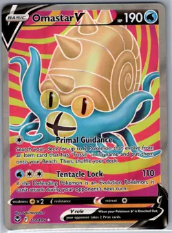 Omastar V 174/195 SWSH12: Silver Tempest - Pokemon Card - NM - Image 1