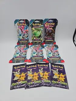 6x Pokemon Twilight Masquerade Sleeved Booster Packs + 4 Trick Or Trade Packs - Image 1