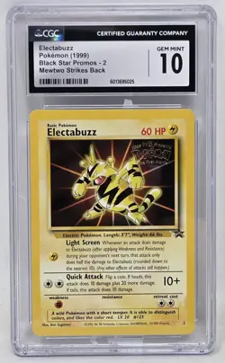 CGC 10 GM Electabuzz Black Star Promos 2 Pokemon Card 1999 Mewtwo Strikes Back - Image 1