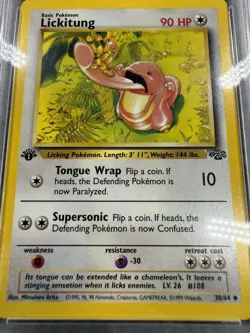 Pokemon Card 1st Edition Lickitung PSA 9 Mint, Jungle Set #38, WOTC 1999 (1) - Image 2