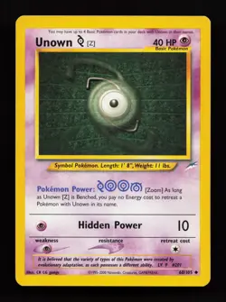 Unown [Z] 60/105 Uncommon Neo Destiny Pokemon Card - Image 1