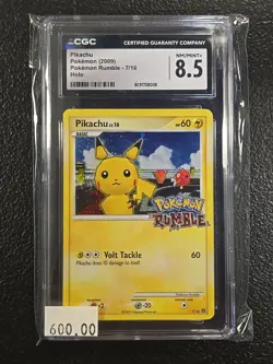 CGC 8.5 Pikachu 2009 Rumble 7/16 Holo Pokemon Card Rare Promo! Double Swirl! - Image 1