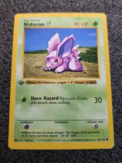 Nidoran 065/102 Base Set Unlimited Pokemon TCG Card Shadowless 1st Edition - Image 1