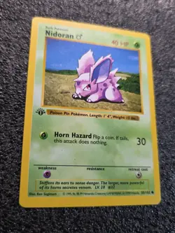 Nidoran 065/102 Base Set Unlimited Pokemon TCG Card Shadowless 1st Edition - Image 2