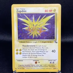 Zapdos #15 15/62 Holo Rare Fossil Vintage WOTC Pokemon Card - MP- CREASE - Image 1