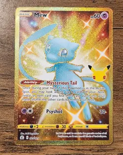 Mew 025/025 NM Secret Rare 2021 Pokemon 25th Celebrations 1 of 5 Shiny Mew Card - Image 1