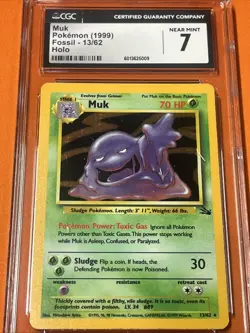 CGC 7 Muk 1999 Fossil 13/62 Holo Pokemon Card psa - Image 1