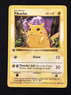 Pikachu (Red Cheeks) 58/102 1st Edition Base Set (Shadowless) (Nice Card) - Image 1