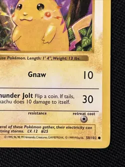 Pikachu (Red Cheeks) 58/102 1st Edition Base Set (Shadowless) (Nice Card) - Image 5