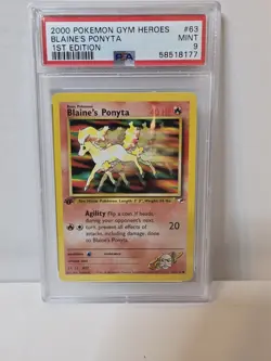 Pokemon Gym Heroes 1st Edition Regular Finish Blaine's Ponyta - PSA 9! - Image 1