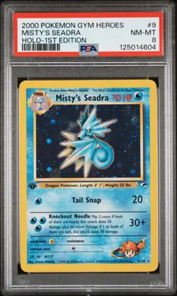 2000 POKEMON GYM HEROES HOLO-1ST ED #9 MISTY'S SEADRA PSA 8 - Image 1
