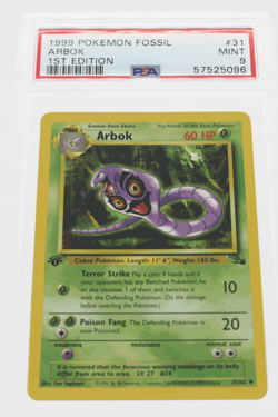 PSA 9 MINT 1999 Pokemon Fossil #31 Arbok 1st Edition !!! - Image 1