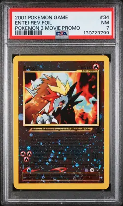 Entei Reverse Holo Pokemon 3 Movie Promo Pokemon Game Movie 34 PSA 7 - Image 1