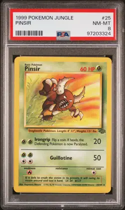 PSA 8 NM-MT - Pinsir - 1999 Pokemon Jungle 25/64 WOTC Rare Graded Near Mint-Mint - Image 1