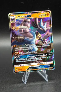 Pokemon TCG Lucario GX SM100 Black Star Promo Holo LP/ MP Condition See Photos + - Image 1