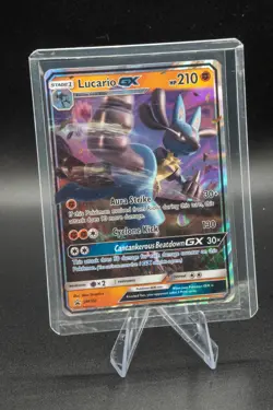 Pokemon TCG Lucario GX SM100 Black Star Promo Holo LP/ MP Condition See Photos + - Image 5