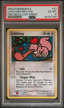 2004 POKEMON EX FIRE RED & LEAF GREEN 37 LICKITUNG-REVERSE FOIL PSA 6 - Image 1