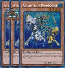 Yugioh! 3x Atlantean Dragoons RA03-EN006 Secret Rare 1st Ed NM - Image 1