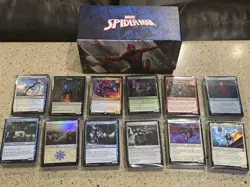 MTG Spider-Man 592 Card LOT, RARES, UNCOMMONS, COMMONS AND BOX - Image 1