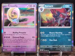 Cresselia 021/064 & Zoroark 032/064 Shrouded Fable Holo Rare Pokemon Cards - Image 1