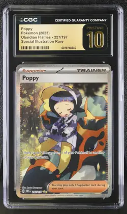 2023 Pokemon Scarlet & Violet Obsidian Flames SIR Trainer Poppy #227/197 CGC 10 - Image 1