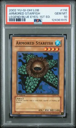 2002 YU-GI-OH! LOB-LEGEND OF BLUE EYES WHITE DRAGON #116 ARMORED STARFISH PSA 10 - Image 1