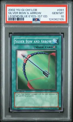 2002 YU-GI-OH! LOB-LEGEND OF BLUE EYES WHITE DRAGON SILVER BOW & ARROW PSA 10 - Image 1