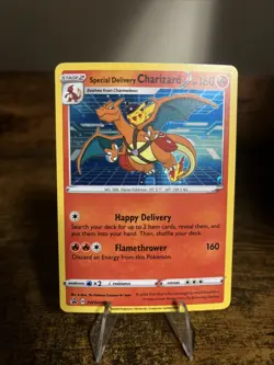 Pokemon TCG Special Delivery Charizard Black Star Promo Card SWSH075 LP - Image 1