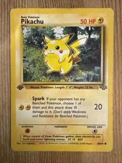 Pikachu 60/64 1st Edition Jungle Common Pokemon Card HP/DMG - Image 1