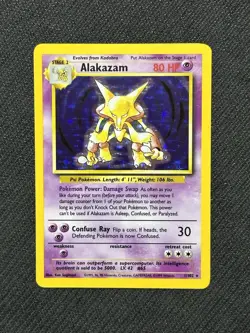 NM Alakazam 1/102 Base Set Holo Rare Pokemon Card - Image 1