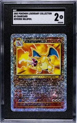 2002 Pokemon Legendary Collection Charizard Reverse Foil Holo Card #3 - SGC 2 - Image 1