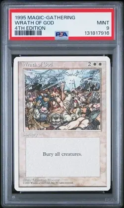 1995 Magic Gathering WRATH OF GOD, 4th Edition. PSA 9 MINT! LOW POP, NEW SLAB! - Image 1