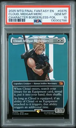 Cloud, Midgar Mercenary Borderless Foil PSA 10 GEM MINT Final Fantasy MTG - Image 1