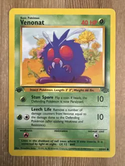 Venonat - 63/64 - 1st Edition Jungle Set 1999 - Pokemon Card - LP - Image 1