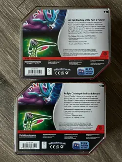 Pokemon 2023 Paradox Destinies Iron Leaves ex Tin Lot of 2 Brand New Sealed - Image 2
