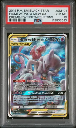 2019 POKEMON SM BLACK STAR PROMO #SM191 FULL ART/MEWTWO & MEW GX PSA 10 - Image 1