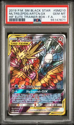 2019 POKEMON SM BLACK STAR PROMO FULL ART/MOLTRES & ZAPDOS & ARTICUNO GX PSA 10 - Image 1