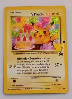 Birthday Pikachu 24 Celebrations Classic Collection Pokemon TCG - NM - Image 1