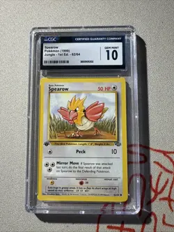 Pokemon TCG Jungle Spearow Card 62/64 Regular Common 1st Edition CGC Gem Mint 10 - Image 1
