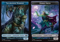MTG Commander TDM TOKEN Salamander Warrior #0008 Zombie Druid #0010 PLAYSET 4X - Image 1