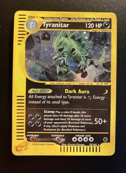 Pokemon Card-Tyranitar-29/165-Expedition- Holo-ENG-Very Good-SWIRL - Image 3